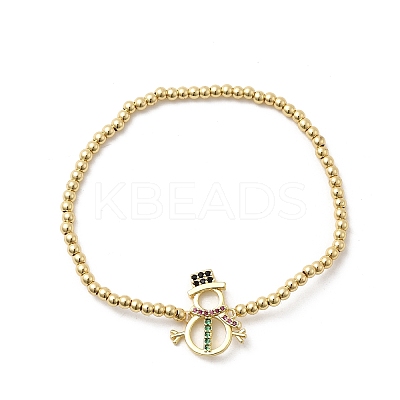 Christmas Brass Micro Pave Cubic Zirconia Link Bracelets LS-BJEW-K289-01A-G-1