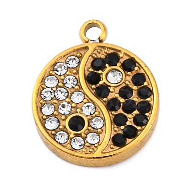 304 Stainless Steel Rhinestone Pendants STAS-S131-21G-1