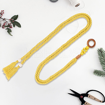 1Pc Handmade Weaving Cotton Tassel Waist Belts for Women Ladies Dress AJEW-CP0010-51A-1