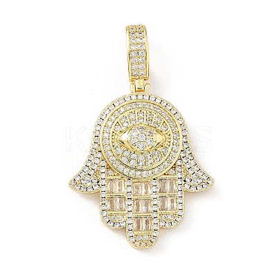 Brass Micro Pave Clear Cubic Zirconia Pendants KK-B141-04G-04-1