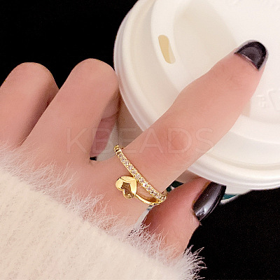 Simple Style Brass Micro Pave Clear Cubic Zirconia Cuff Rings for Women FS-WGDCF78-01-1
