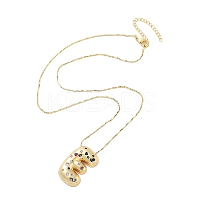 Brass Micro Pave Cubic Zirconia Letter Pendant Necklaces LS-KK-Z069-01G-E-1