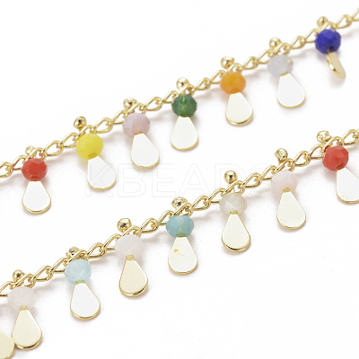 3.28 Feet Handmade Glass Beaded Chains X-CHC-E020-01G-1