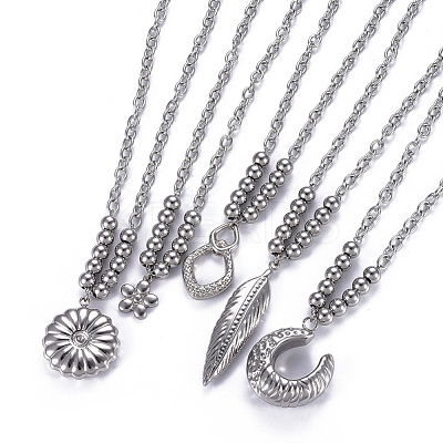 Non-Tarnish 304 Stainless Steel Pendant Necklaces NJEW-O113-04P-1