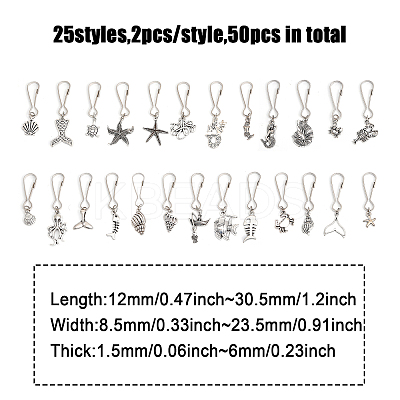 Ocean Theme Tibetan Style Alloy Pendant Decoration HJEW-FH0001-36-1