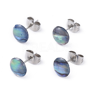 Natural Abalone Shell/Paua Shell Stud Earrings EJEW-JE03214-1