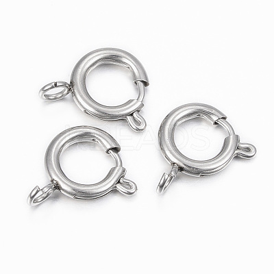 Tarnish Resistant 304 Stainless Steel Smooth Surface Spring Ring Clasps STAS-H396-C-02P-1