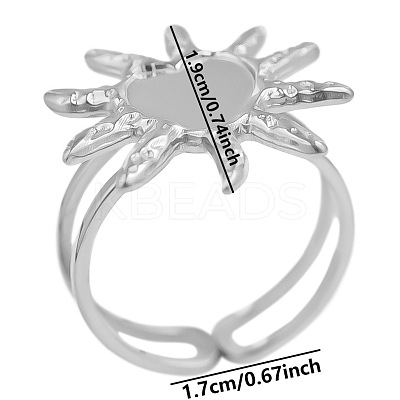 Stylish Sun Shape 304 Stainless Steel Cuff Adjustable Ring for Women DD6056-1-1