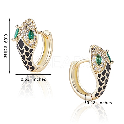 Cubic Zirconia Snake Hoop Earrings with Enamel EJEW-SZ0001-87F-1