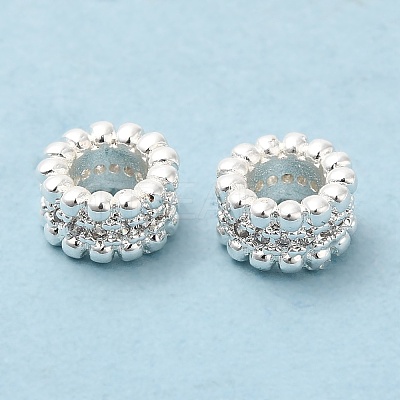 Rack Plating Brass Cubic Zirconia European Beads KK-R147-05S-1