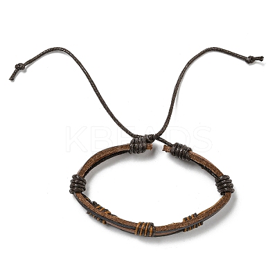 6Pcs 6 Style Adjustable Braided Imitation Leather Cord Bracelet Set BJEW-F458-09-1
