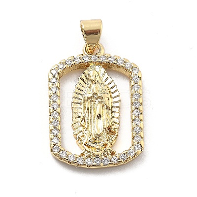 Rack Plating Brass with Cubic Zirconia Pendants KK-Q017-06E-G-1
