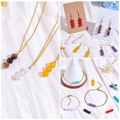 10Pcs Triple Natural Rose Quartz Round Beaded Connector Charms PALLOY-SW00003-07-1