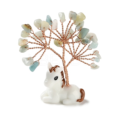 Natural Amazonite Chips Tree of Life Decorations DJEW-A017-01O-1