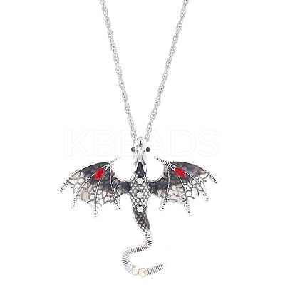 Alloy Enamel Dragon Pendant Necklaces LS-NJEW-V005-01AS-02-1