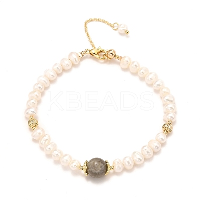Natural Labradorite Beaded Bracelets BJEW-D447-17G-1