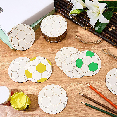 10Pcs Unfinished Blank Wooden Pendants Set for Painting Arts WOOD-CP0001-23A-1