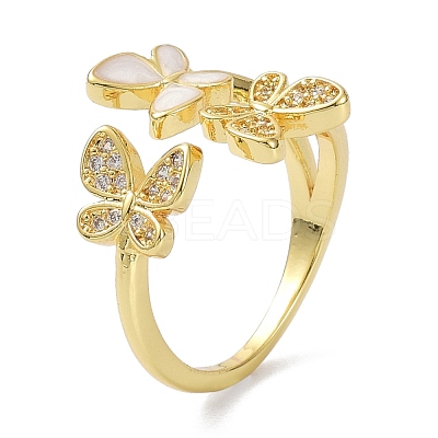 Butterfly Real 18K Gold Plated Cuff Rings for Girl Women Gift ZIRC-C021-14G-1
