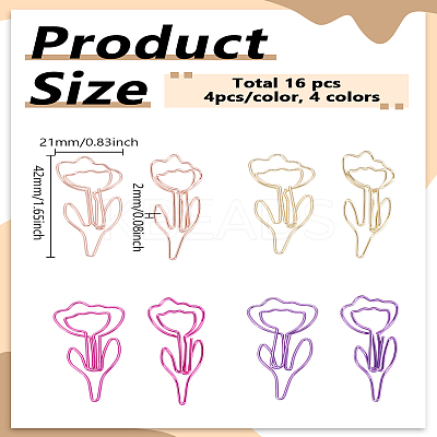 16Pcs 4 Colors Iron Paper Clips AJEW-LP0004-44-1