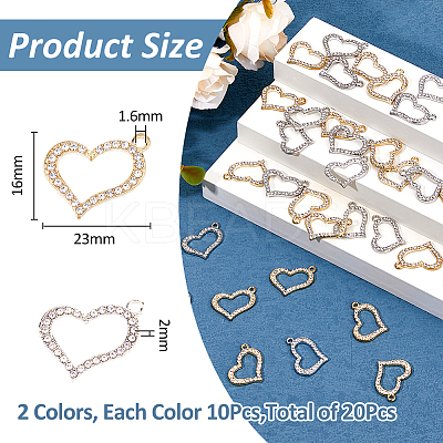 40Pcs 2 Colors Alloy Rhinestone Pendant FIND-FH0010-63-1