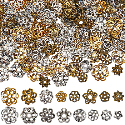 320Pcs 16Pcs Filigree Flower Tibetan Silver Fancy Bead Caps TIBE-SC0002-13-1