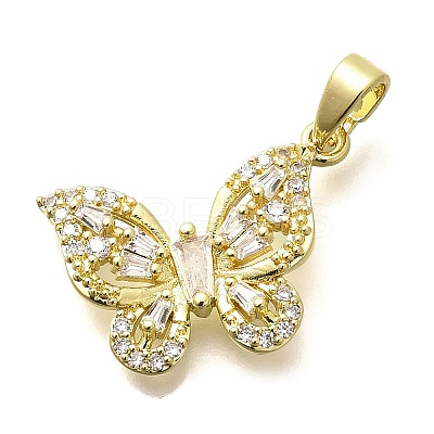 Rack Plating Brass Micro Pave Clear Cubic Zirconia Pendants KK-M309-16G-05-1