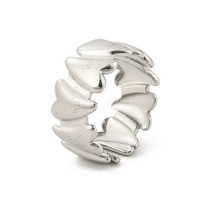 Heart 304 Stainless Steel Open Cuff Rings for Women RJEW-G338-19P-1