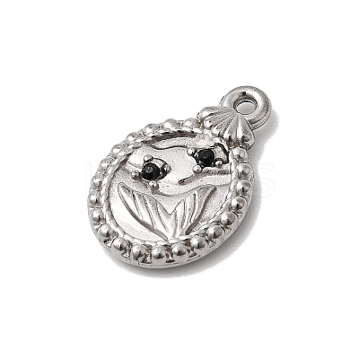 304 Stainless Steel Pave Rhinestone Pendants STAS-G369-14P-1