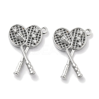 Rack Plating Brass Clear Cubic Zirconia Pendants KK-M102-16G-B-1