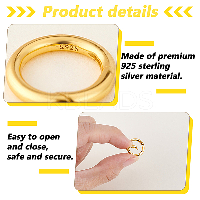 1Pc 925 Sterling Silver Spring Gate Rings STER-GA0001-36-1