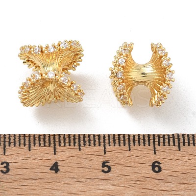 Brass Micro Pave Clear Cubic Zirconia Beads CU-CBA9FFD-09G-1
