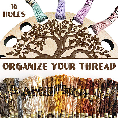 16-Position Wood Embroidery Thread Storage Trays TOOL-WH0056-032-1