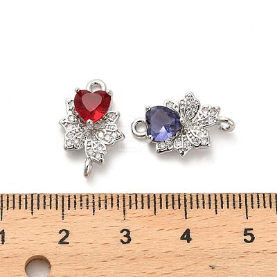Glass Heart Connector Charms KK-M314-15P-1