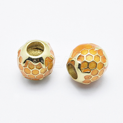 Brass Enamel European Beads KK-G336-05G-NR-1