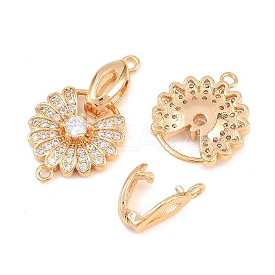 SHEGRACE Brass Micro Pave Clear Cubic Zirconia Fold Over Clasps XGRQ5K449-841G-1