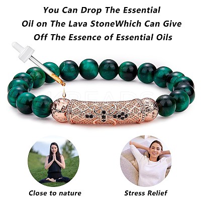 2Pcs 2 Style Dyed & Heated Natural Tiger Eye & Gemstone Stretch Bracelets Set BJEW-SW00089-1