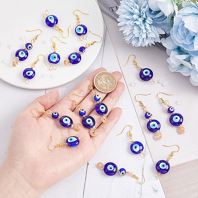 8 Pairs 2 Style Lampwork Evil Eye Dangle Earrings EJEW-PH0001-19-1