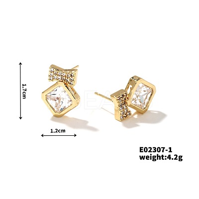 Shiny Copper Earrings with Zircon Stones JG9424-2-1