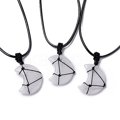 Adjustable Natural Quartz Crystal Moon Pendant Necklace NJEW-B086-02C-1