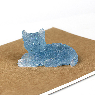Natural Aquamarine Cat Display Decorations WG85528-02-1