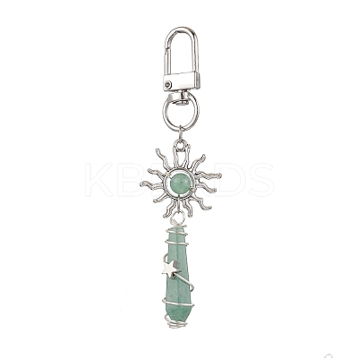 Copper Wire Wrapped Natural Gemstone Pointed Bullet Pendant Decorations HJEW-JM03103-1