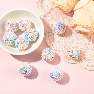 5Pcs Handmade Luminous Polymer Clay Rhinestone Fancy Beads CLAY-YW0002-51-1
