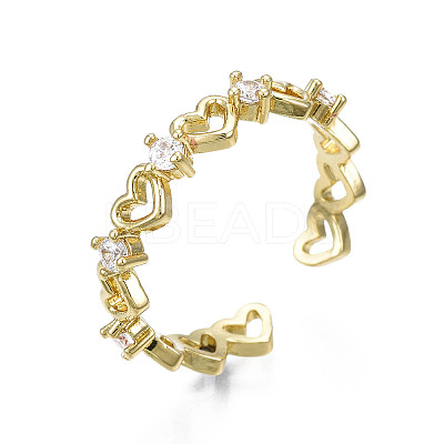 Exquisite Cubic Zirconia Heart Cuff Ring LS-RJEW-N035-057-NF-1