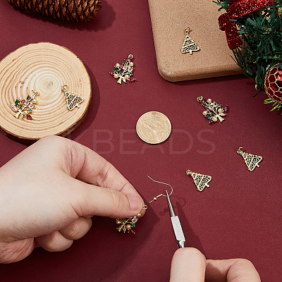 8Pcs 2 Styles Brass with Cubic Zirconia Pendants KK-FH0008-18-1