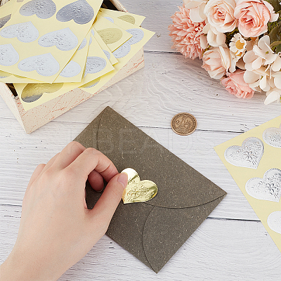 20 Sheets 2 Colors Heart & Rectangle Paper Self-Adhesive Embossed Stickers DIY-CP0010-59-1