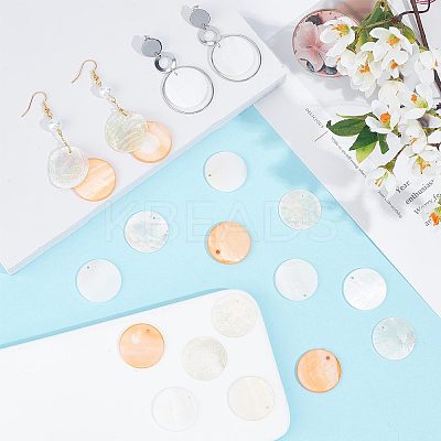 42Pcs 3 Styles Natural Capiz Shell & Freshwater Shell Pendants FIND-CN0001-21-1