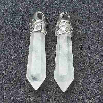 Bullet Natural Quartz Crystal Pointed Pendants X-G-E332-C28-1