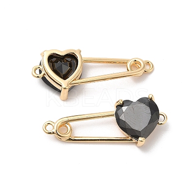 Heart Shaped Glass Connector Charms KK-B074-74G-04-1