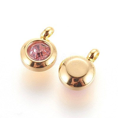 304 Stainless Steel Rhinestone Charms STAS-P237-10G-03-1