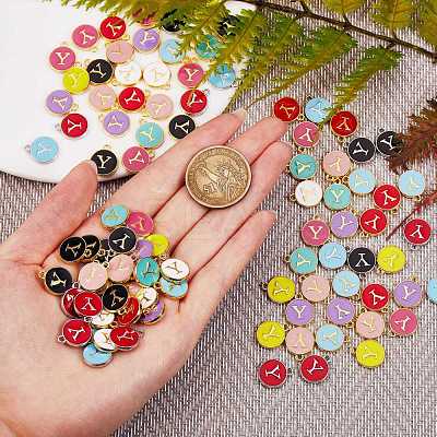 120Pcs 12 Colors Golden Plated Alloy Charms ENAM-SZ0001-64Y-1